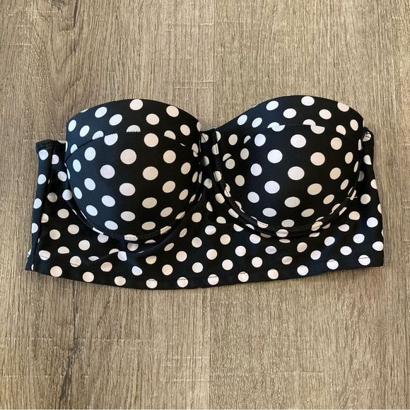 Other - Black & White Polkadot Bikini Top EUC